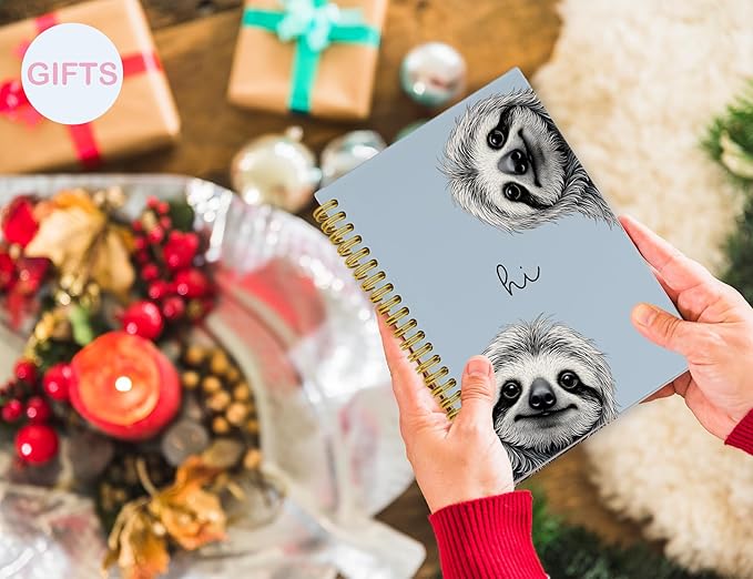 Sloth Notebook Journal,Blue Cute Animal Notebook Journal for School Women Teen Girls Kids,Gifts for Sloth Lovers,Hardcover Spiral Notebooks for Work Notes Journaling,5.5x8.3 Inch