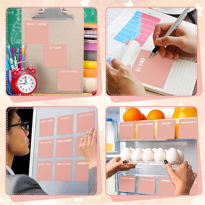 Yinder 24 Pcs Inspirational Sticky Notes Christmas Stocking Stuffers Motivational Sticky Notes Pad Employee Appreciation Gift Bulk for Teacher Nurse Coworker Office 3 x 3'' (Inspire,Pink)