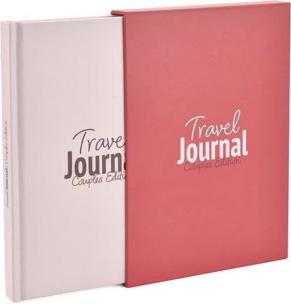 Travel Journal Couples Edition - Travel Memory Book, Trip Diary, Photo Album - 136pgs, 15 Trips. Includes Photo Corner Stickers. In Gift Sleeve. Travel Gift for Women and Men - A5 Red