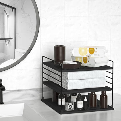 Upgraded Cabinet Organizers and Storage -Divided Compartment Holder for Plastic Bag, Wrap, Foil, Snack and Box for Kitchen and Pantry Organization and Storage, Kitchen Organization(Black)