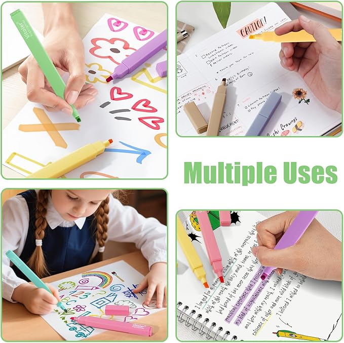 Bible Highlighters, 10 Pack, Assorted Colors, Fast Dry, Pastel Highlighters No Bleed, Set, Bible Journaling Highlighter, Marker, Colored School Supplies