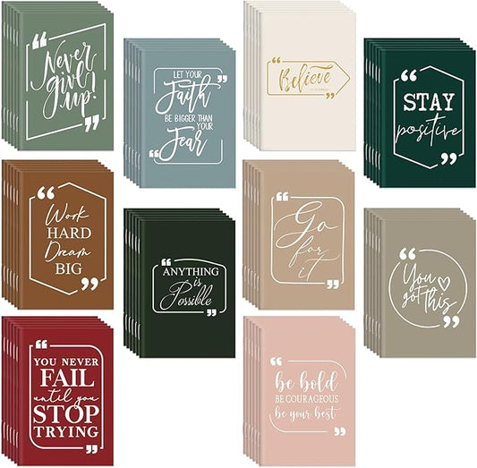 Fulmoon 50 Pcs Mini Motivational Notebooks Bulk for Employees Inspirational Small Pocket Notepads Mini Journal Team Gifts for Employee Appreciation Office Use (Joyous Colors)