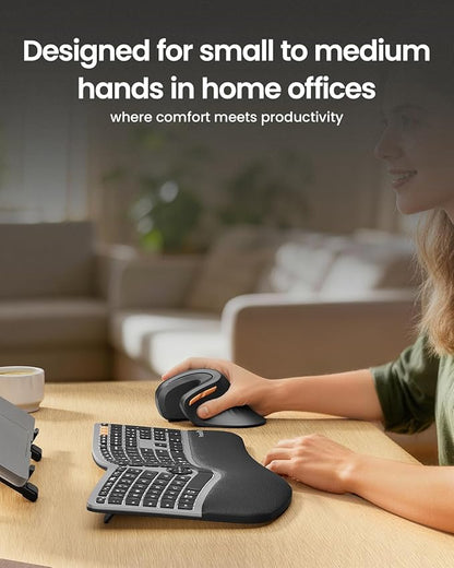 ProtoArc Ergonomic Mouse, EM11 NL Bluetooth Rechargeable Wireless Vertical Mouse, 3 Multi-Device Connectivity for Computer/PC/Laptop, 2.4GHz Optical Mice for Windows, Mac OS, Black