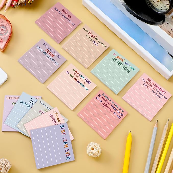 Yinder 24 Pcs Inspirational Sticky Notes Christmas Stocking Stuffers Motivational Sticky Notes Pad Employee Appreciation Gift Bulk for Teacher Nurse Coworker Office 3 x 3'' (Team,Elegant)