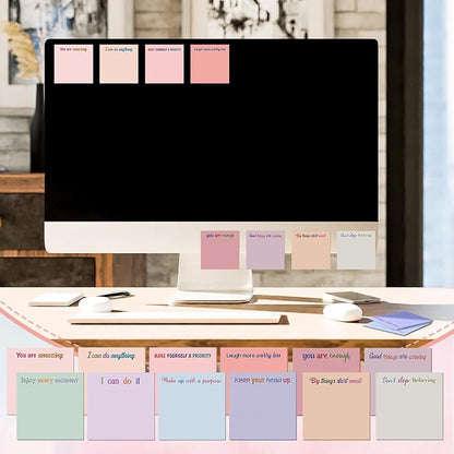 Yinder 24 Pcs Inspirational Sticky Notes Christmas Stocking Stuffers Motivational Sticky Notes Pad Employee Appreciation Gift Bulk for Teacher Nurse Coworker Office 3 x 3'' (Inspire,Aesthetics)