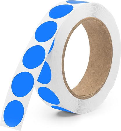 Blue 1-Inch Circle Dot Stickers – 1,000 Round Adhesive Labels per Roll, Colored Stickers for Garage Sale Price Tags, Classroom, Inventory, Office & Yard Sale Supplies, Made in USA
