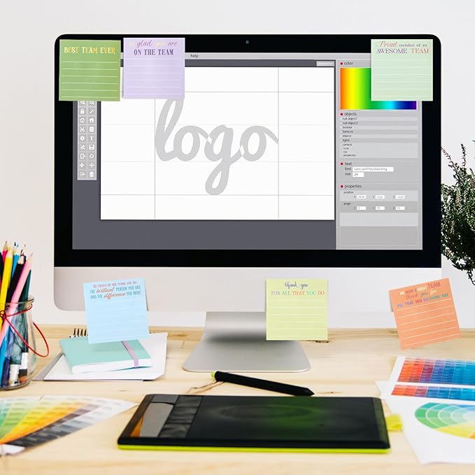 Yinder 24 Pcs Employee Appreciation Sticky Notes Xmas Gift Bulk Motivation Note Pads Mini Inspirational Note Gift for Teacher Nurse Staff Coworker Office Supply 3 x 3'' (Appreciation,Bright)