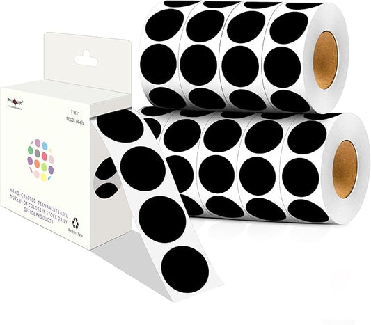 PARLAIM 1 Inch Round Adhesive Color-Code Dot Stickers,10000per 10 Rolls dots Label Dispenser Box, Green Circle Stickers Label for Office Home (Black)