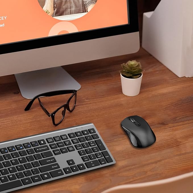 Wireless Mouse with Side Buttons for Laptop, PC, Chromebook, Mac, MacBook, Silent Mouse with USB Nano Receiver, 1000/1600/2400 DPI, Anti Slip Roller, 6-Button Ergonomic design No Light Design- Black