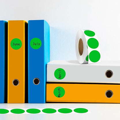 PARLAIM 1 Inch Round Adhesive Color-Code Dot Stickers,10000per 10 Rolls dots Label Dispenser Box, Green Circle Stickers Label for Office Home (Green)