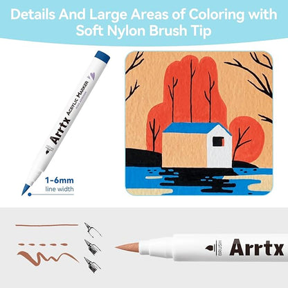 Arrtx Acrylic Markers 90 Colors, Premium Brush Tip Acrylic Paint Pens, Water Based Ink, No Toxic, Water Resistant Paint Markers for Rock Painting Wood Stone Glass Fabric DIY Project