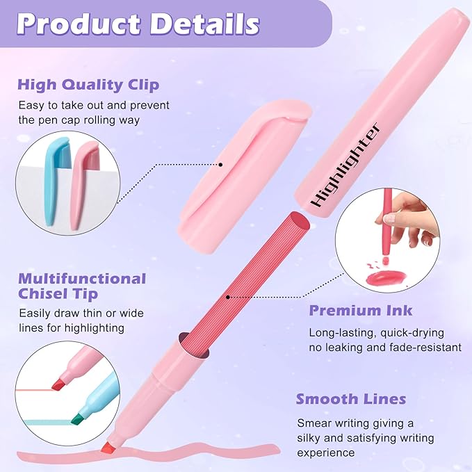 Duchong 30 Count Highlighters, Pastel Highlighters Assorted Colors Bulks, Chisel Tip Dry-Quickly Highlighter Markers for Adult Kids, Office Classroom Must Have, School Supplies for Teachers