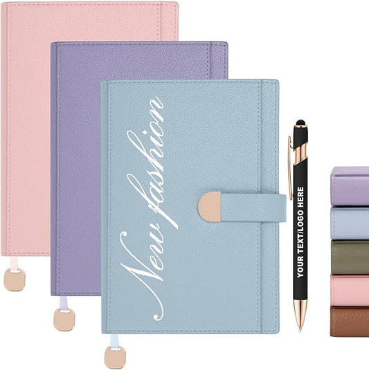 ENOMY Personalized Notebook Journal & 10 PC Pens Gift Set A5 Custom Hardcover Notebook 300 Pages Thick Daily Diary for Men Women Lined Journal for Work College Travel Writing, Blue