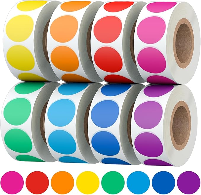 4000 PCS 3/4" Colored Dot Stickers Circle Color Coding Labels, 8 Colors Coding Labels Stickers, Garage/Yard Sale Price Stickers for Office, Student Classroom, Home Decorative