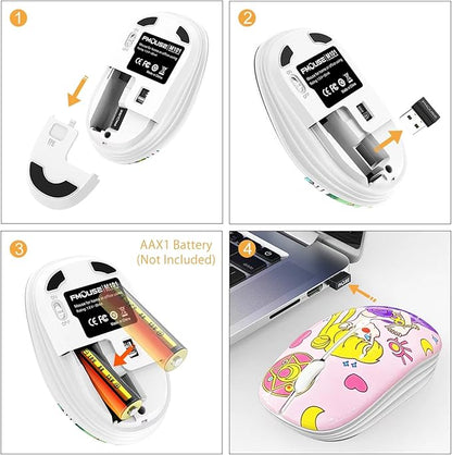 JUHOO Wireless Mouse with Nano Receiver for PC, Laptop, Notebook, Computer, MacBook, Less Noise, Portable Mobile Optical Mice