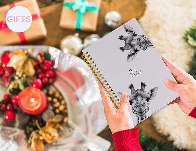 Giraffe Notebook Journal,Purple Cute Animal Notebook Journal for School Women Teen Girls Kids,Gifts for Giraffe Lovers,Hardcover Spiral Notebooks for Work Notes Journaling,5.5x8.3 Inch