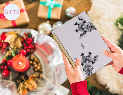 Giraffe Notebook Journal,Purple Cute Animal Notebook Journal for School Women Teen Girls Kids,Gifts for Giraffe Lovers,Hardcover Spiral Notebooks for Work Notes Journaling,5.5x8.3 Inch