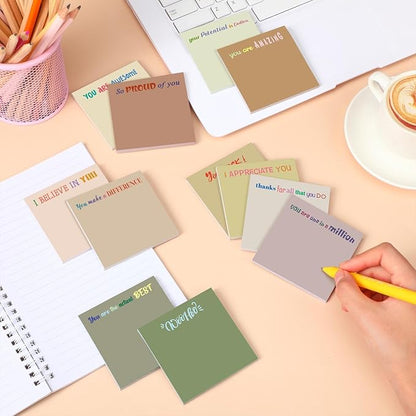 Yinder 24 Pcs Inspirational Sticky Notes Christmas Stocking Stuffers Motivational Sticky Notes Pad Employee Appreciation Gift Bulk for Teacher Nurse Coworker Office 3 x 3'' (Thank You,Boho)
