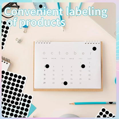 Starboling Dot Stickers - 1400pcs Black Circle Labels, 1/2 Inch Round Stickers for Office, Classroom, Garage Sale