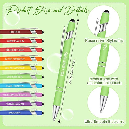 Geyee 24 Pcs Inspirational Sticky Notes with Funny Pens Fun Notepads for Adults Coworkers Nurse 3 x 4 Inch to Do List Notepads with Sayings Pen for Lab Week Gifts Teacher Office Supplies