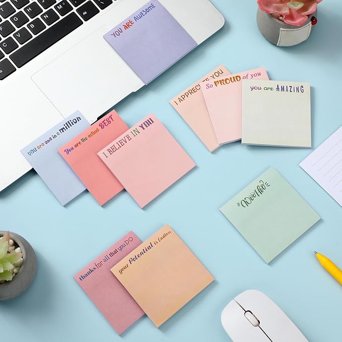 Yinder 24 Pcs Inspirational Sticky Notes Christmas Stocking Stuffers Motivational Sticky Notes Pad Employee Appreciation Gift Bulk for Teacher Nurse Coworker Office 3 x 3'' (Thank You,Aesthetics)