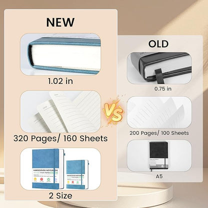 CAGIE Journals Notebooks for Women Men 2 Pack: Journaling Notebooks Journals for Writing Work Leather Diary Hardcover A5 Thick Note Taking Green& Blue