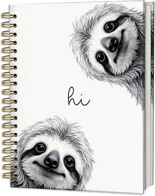 Sloth Notebook Journal,Sloth Gifts for Girls,Cute Animal Notebook Journal for School Women Teen Girls Kids,Hardcover Spiral Notebooks for Work Notes Journaling,5.5x8.3 Inch