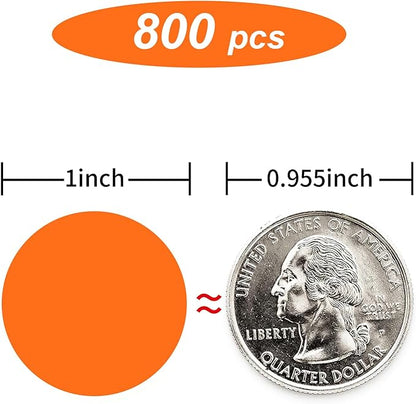 Starboling 800Pcs 1 Inch Orange Round Color Coding,Dot Stickers Labels,Can Writing for Office,Student Classroom and Other Scenarios