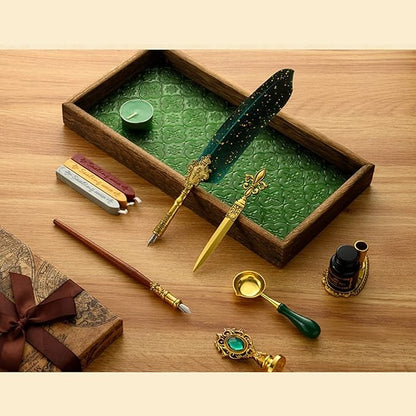 Antique Feather Pen Set, with Craft Decoration Pen, Wood Dip Pen, Metal Spoon, Wax Seal Sticks, Ink, Candle, Pen Nibs, Pen Nib Holder, Wax Seal Kit for Wedding Invitation Card #88