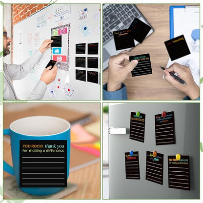 Yinder 24 Pcs Inspirational Sticky Notes Christmas Stocking Stuffers Motivational Sticky Notes Pad Employee Appreciation Gift Bulk for Teacher Nurse Coworker Office 3 x 3'' (Thank You,Black)