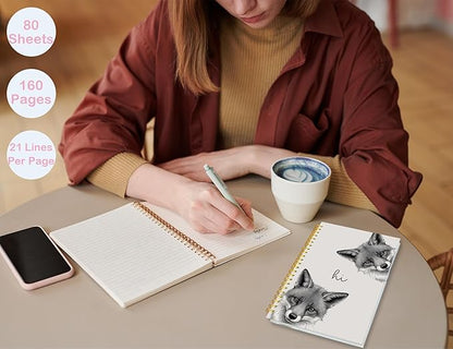 Fox Notebook Journal,Cute Animal Notebook Journal for School Women Teen Girls Kids,Gifts for Fox Lovers,Fox Gifts,Hardcover Spiral Notebooks for Work Notes Journaling,5.5x8.3 Inch