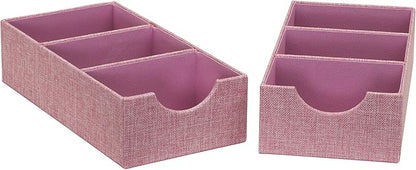 Household Essentials 3-Compartment Drawer Organizers, Pack of 2, Carnation