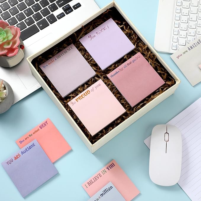 Yinder 24 Pcs Inspirational Sticky Notes Christmas Stocking Stuffers Motivational Sticky Notes Pad Employee Appreciation Gift Bulk for Teacher Nurse Coworker Office 3 x 3'' (Thank You,Aesthetics)