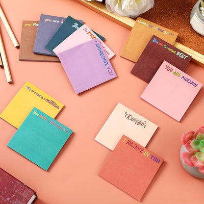 Yinder 24 Pcs Inspirational Sticky Notes Christmas Stocking Stuffers Motivational Sticky Notes Pad Employee Appreciation Gift Bulk for Teacher Nurse Coworker Office 3 x 3'' (Thank You,Vintage Style)