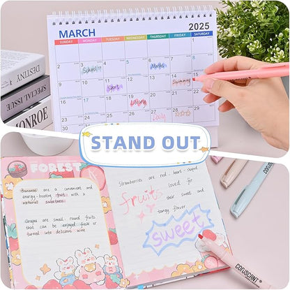 coruscant Pastel Highlighters Set, Assorted Colors Chisel Tip Cute Bible Highlighters, No Bleed Dry Quickly, for Journal Bible Study, Perfect for thin paper, School Office Supplies, 8 Pack