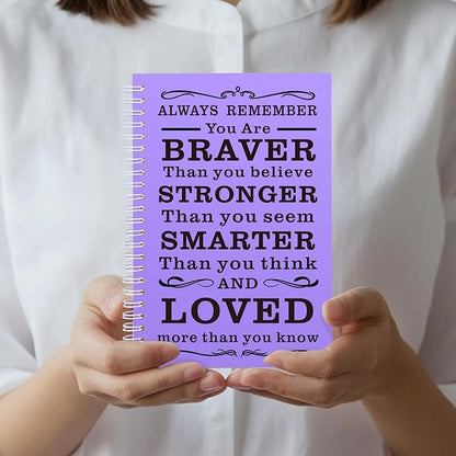 4 Pcs A5 Spiral Notebook,Inspirational Journal,Motivational Journal for Women Men,100 Pages Lined Spiral Journal Notebook College Ruled Daily Diary for School,Travel,Business,Work (4Pcs Always-Purple)