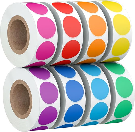 4000 PCS 3/4" Colored Dot Stickers Circle Color Coding Labels, 8 Colors Coding Labels Stickers, Garage/Yard Sale Price Stickers for Office, Student Classroom, Home Decorative