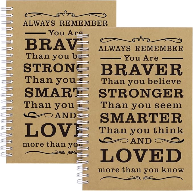 2 Pcs A5 Spiral Notebook,Inspirational Journal,Motivational Journal for Women Men,100 Pages Lined Spiral Journal Notebook College Ruled Daily Diary for School,Travel,Business,Work (Always-Brown)