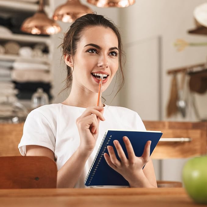 Yahenda Spiral Notebook Bulk A5 Journal Lined 8.3'' x 5.5'' Writing Composition Paper Small Notepad Subject Notebook for Students Office Business Back to School Supplies(Deep Blue,2 Pcs)