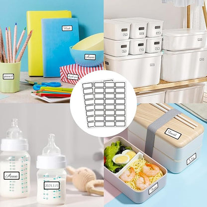 STARLIBOO Removable Labels, Blank Freezer Labels for Food Containers, 1x2 Inch Freezer Stickers, Freezer Labels to Write on/Waterproof Labels/Easy Peel Off (Black Border, 360 Labels)
