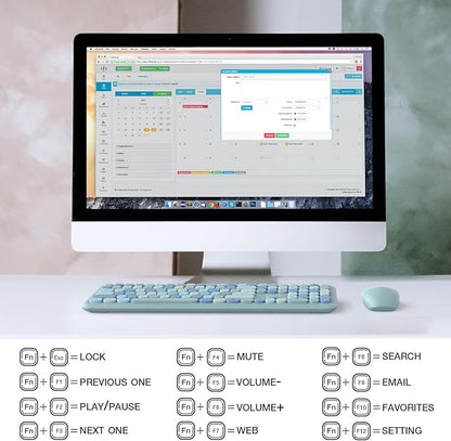 MOFII Wireless Keyboard and Mouse Combo Silent, Slim Compact 2.4G USB Full Size, Cute 110 Keys Keyboard for PC, Notebook, MacBook, Tablet, Laptop, Windows System