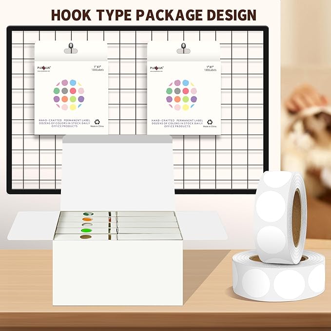 PARLAIM 1 Inch Round Color-Code Dot Stickers,10000per/10 Rolls dots Label Dispenser Box, Yellow Circle Stickers Label for Office Home (White)