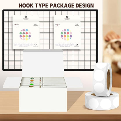 PARLAIM 1 Inch Round Color-Code Dot Stickers,10000per/10 Rolls dots Label Dispenser Box, Yellow Circle Stickers Label for Office Home (White)