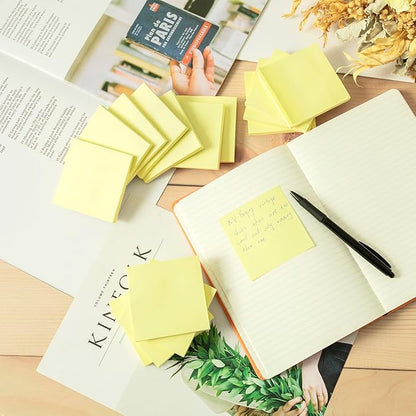 Sticky Notes 3x3 in Yellow, 12 Pads, Strong Adhesive, Clean Removal, Recyclable, Self-Stick Pads, Easy to Stick for Home, Office, Notebook