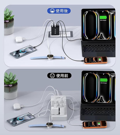 [2-Pack] USB C Wall Charger, 60W USB C Charger Block 5-Port PD Fast Charging Blocks,2USB C+3USB A Multiport Plug,Type C Power Adapter Brick Cube for iPhone 17/16/15/14/13/Pro,Samsung,for Switch（Black）