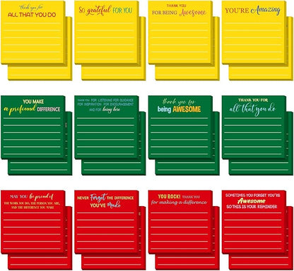 Yinder 24 Pcs Employee Appreciation Sticky Notes Xmas Gift Bulk Motivation Note Pads Mini Inspirational Note Gift for Teacher Nurse Staff Coworker Office Supply 3 x 3'' (Appreciation,Xmas)