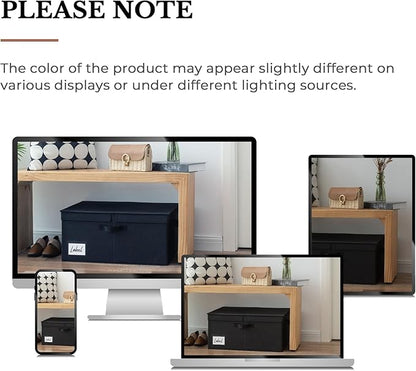 GRANNY SAYS Fabric Storage Bin with Lid, Linen Closet Organizers and Storage Baskets, Large Storage Box, Clothes Bins for Closet Organizing, Jumbo, Black, 1-Pack