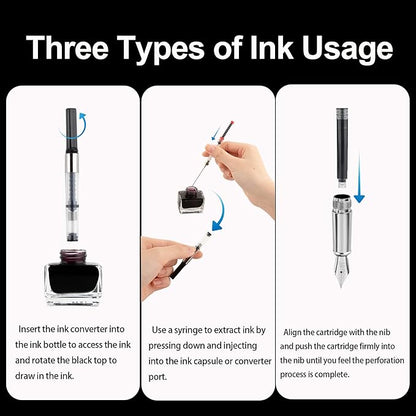 FEIDIAO Calligraphy Fountain Pen Set Deluxe Pen for Writing with 18 Ink Cartridges,Replacement Fine Nib,Ink Converter,Syringe Filler,Calligraphy Pen for Beginner Men Women