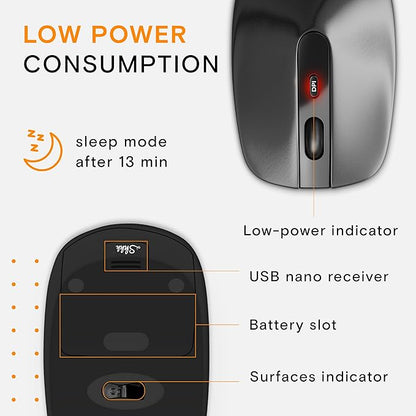 Silent Wireless Mouse for Laptop Small Compact Cordless Computer Mice with USB 2.4 GHz – Quiet Click, 3 DPI Levels, Travel Mouse – Portable for PC, Chromebook [Black]