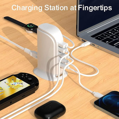 USB C Charger Block Multiport Upoy, Upgrade Charging Station with 3 Type-C PD 20W and 2 USB Ports, Desktop USB Tower Hub for Mutiple Devices, Travel/Home Power Adapter, Worldwide Compatible